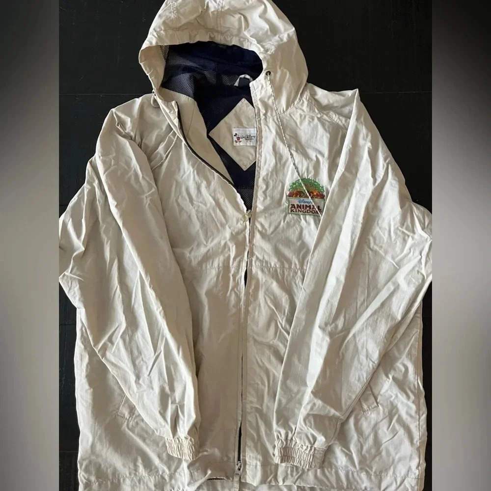 Walt Disney World Hooded Windbreaker Jacket Mens S Tan Full Zip